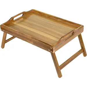 Acacia Bed Tray for Eating, Breakfast Trays with Foldable  for Bed,  Folding Serving Table for Sofa