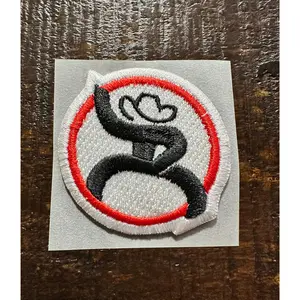 Red and Black Cowboy Embroidered Hat Patch