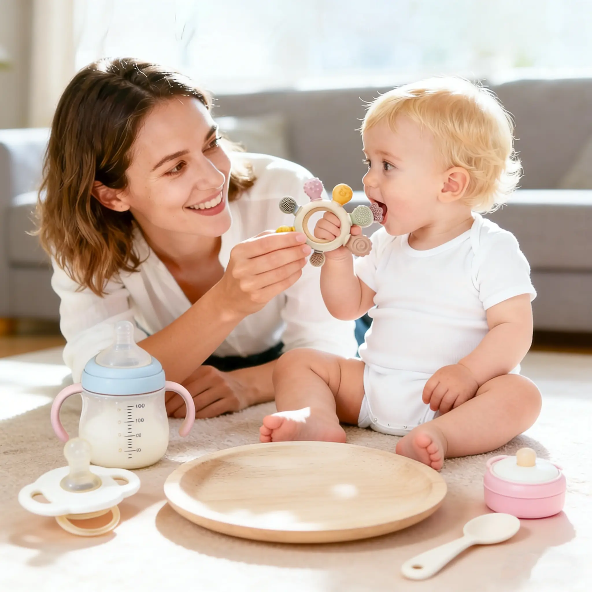 Baby Teether Toy, Easy to Hold Teething Toys for Babies 3-24 Months, Teething Relief Infant & Toddler, Ideal Baby Gift