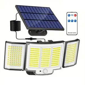 Solar Powered Outdoor Light, 3-Head Floodlight with Motion Sensor, Outdoor Security Light, Smart Security Sensor Light for Porch, Yard, Garage, Deck, LED Lights, Solar Powered Spotlight, Outdoor Waterproof Lights, Lighting, Safety Solar Garden Lights