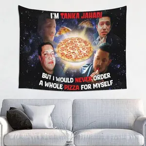 I'M Tanka Jahari But I Would Never Order A Whole Pizza For Myself Funny Tapestry Boutique Decor Wall Tapestrys For Room Man Cave Wall Tapestry For College Dorm Room Decor