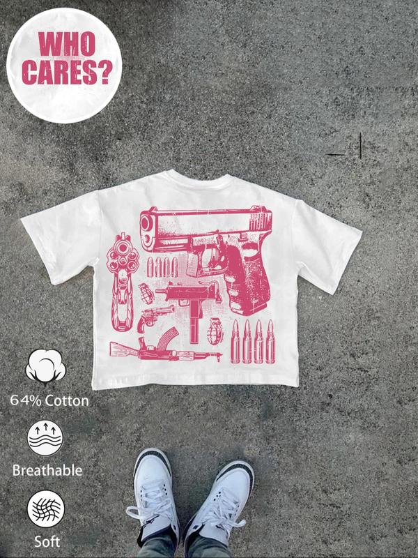 Men's Short Sleeve Cotton Blend Crop Top, Unique Design for Casual Summer Wear, Street Fashion Essential for Trendsetters