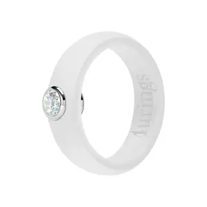 White Size 4-12 Silicone Wedding Rings for Women Stackable Silicone Engagement Ring With Rhinestone