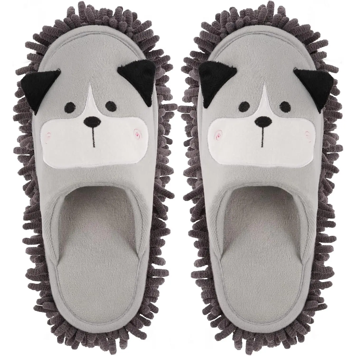 Cartoon  Mop Slippers Microfiber Clean Dusting Slippers Detachable Mopping Shoes for Office  Room (Gray)