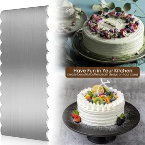 Stainless Steel Cake Scraper, Large Dual-Sided Edged Spatula, Kitchen Tool for Cake Decoration, Cream Mousse Decorating Knife, Pastry Decorating Tools, Baking Supplies