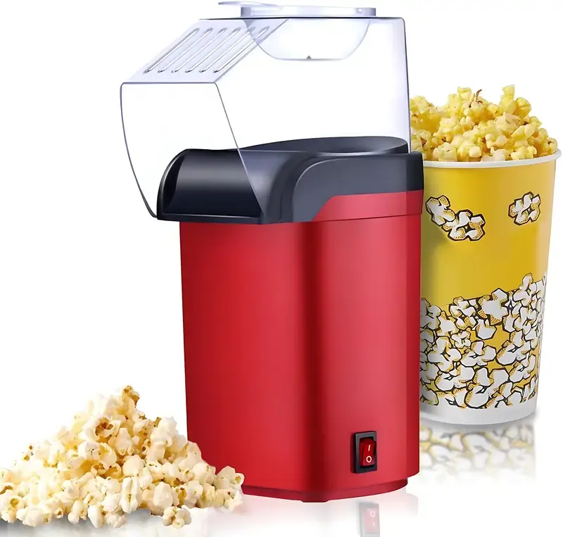 SINCHO Heatable Non-Toxic Hot Air Popcorn Maker Set - 1200W Power, 3-Min Fast Popping, 95% Popping Rate, Low-Calorie Guilt-Free Snack Machine, Includes User Manual, Ideal for Movie Night, Family Gatherings