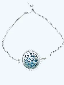 Adjustable Geometric Swirl Diffuser Bracelet | Stainless Steel Scent Locket | Tarnish-Resistant Mesh Chain | Portable Aromatherapy Jewelry