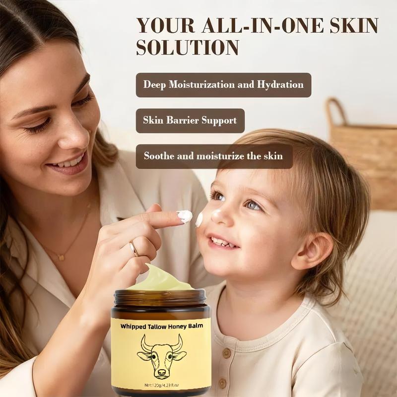 Lopeie Whipped Grass-Fed Beef Tallow Honey Balm - 4 Oz,Moisturizing Cream for Soft, Smooth Skin - Handmade All-Natural Moisturizer - Lavender