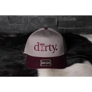 Dirty, Martini Embroidered Two Toned Vintage Hat.