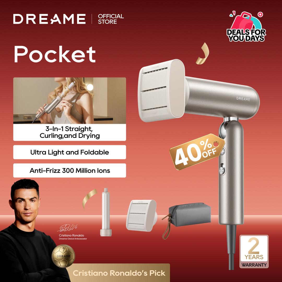 【Super Brand Day】DREAME Pocket Styling High Speed Hair Dryer Folding Travel Quick Dry Home Curly Hair Negative Ion Hair Dryer Blowdryer Hairdryer Fast Drying