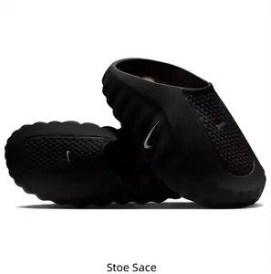 Brand New with Box | All-Black Closed-Toe Slides, Breathable Mesh & Soft EVA Recovery Sandals for Men & Women, Classic Side Metallic Swoosh Design