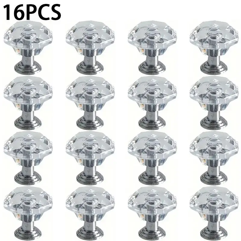 Artificial Crystal Cabinet Handle, Artificial Rhinestone Cabinet Drawer Handle, Cabinet Door Handle, Door Drawer Wardrobe Pull Knob, Crystal Glass Kno