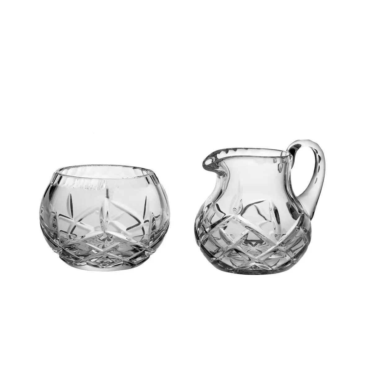 212 MAIN Hand-Cut Mouth-Blown Leaded Glass Sugar & Creamer Set - Everyday Kitchen Glassware Drinkware Set, Drinkware Sets