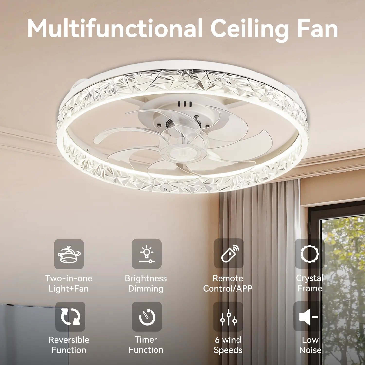 Crystal White Fan- 52W