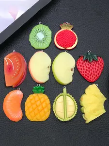 10pcs Resin Fruit Charms, Apple Pineapple Strawberry, Cute Fake Food Pendants, DIY Keychain Necklace Earring Jewelry Making Supplies