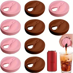 10pcs silicone can lids - Bachelor Party Novelty Gifts, Prank Gag Gifts for Adults, Reusable Standard Can Cover for Men & Women Drinking Games Accessories (Brown + Pink)