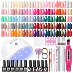 Gel Nail Polish Starter Kit 53PCS – 35 Color Gel Polish Set with UV Nail Lamp, Electric Nail Drill, Top & Base Coats, DIY Home Manicure Kit for Women