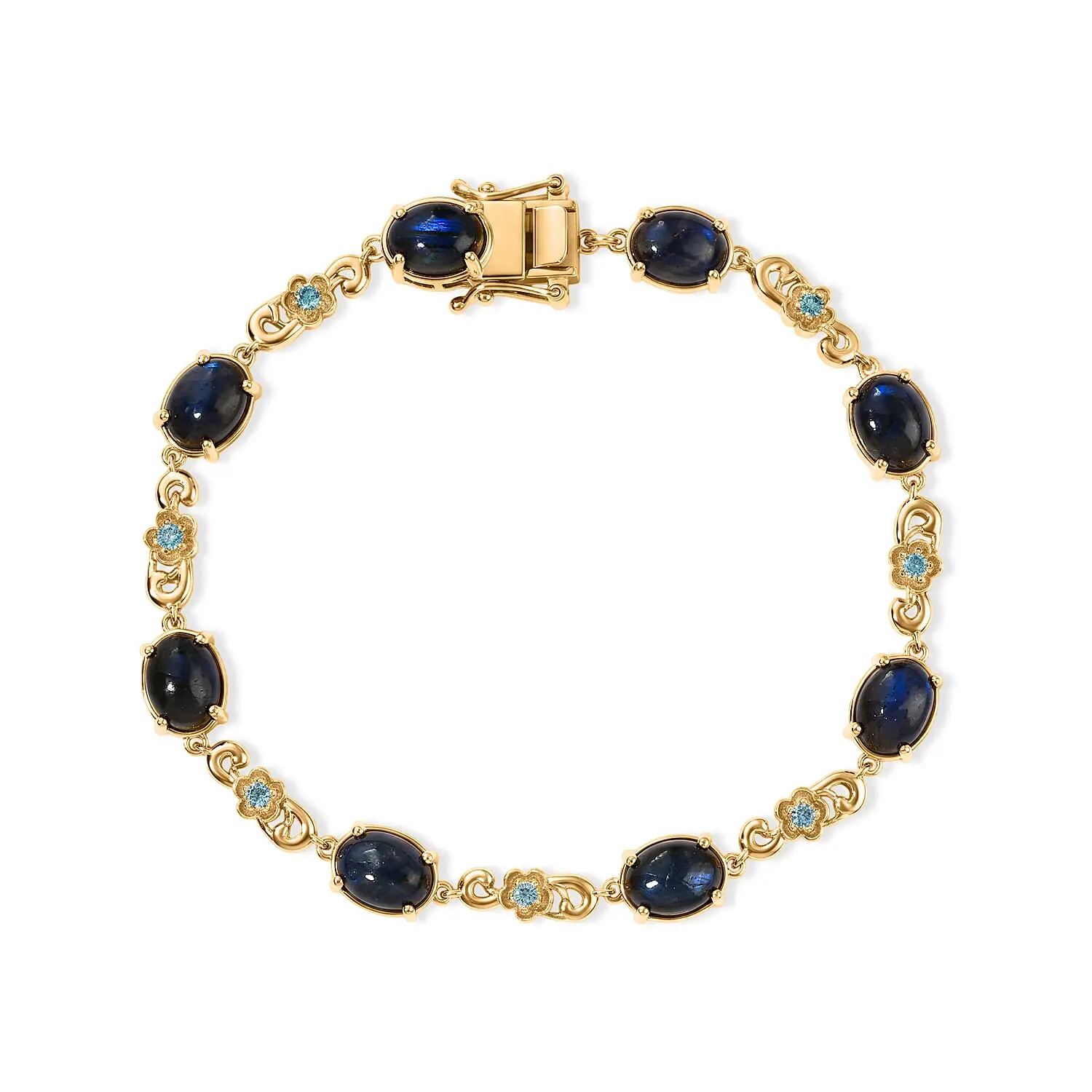 EverTrue AAA Malagasy Labradorite, Apatite Bracelet in 18K YG Plated (7.25 In) 11.90 ctw