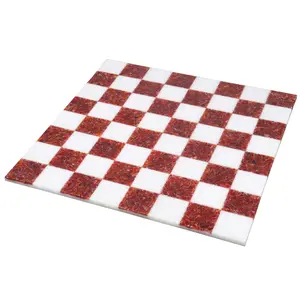15'' Borderless Marble Stone Luxury Chess Board - Red and White stone