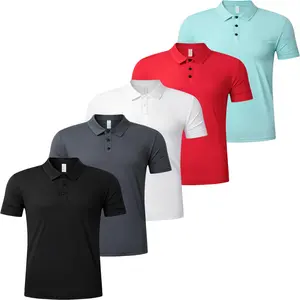 5 Pack Polo Shirts for Men Moisture Wicking Quick Dry Short Sleeve T-Shirts Performance Mens Golf Shirts for Work Athletic