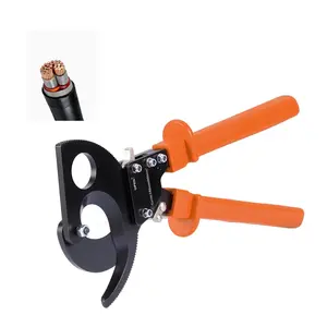 Ratcheting Cable Cutter With Spring Steel Blades And PVC-Coated Handles, Quick-Release Button, Heavy-Duty Ratchet Wire Cutter For Copper And Aluminum Cables Up To 800 MCM (400 mm²)