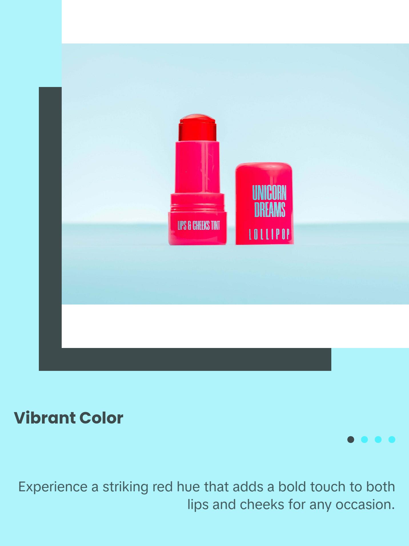 AMINAH Unicorn Dreams LOLLIPOP - Lips & Cheeks Tint - Red STAIN Gloss Lipgloss - Natural Ingredients - Vibrant Red Shade - Makeup Cosmetic