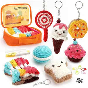 Beginners Adults Crochet Kit - 6 Desserts, Complete Kit with Detailed Instructions, Video Tutorials