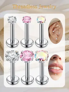 Threadless Nose Stud, Stainless Steel Nose Ring, Nose Piercing Jewelry for Women & Men, Body Jewelry for Daily & Party