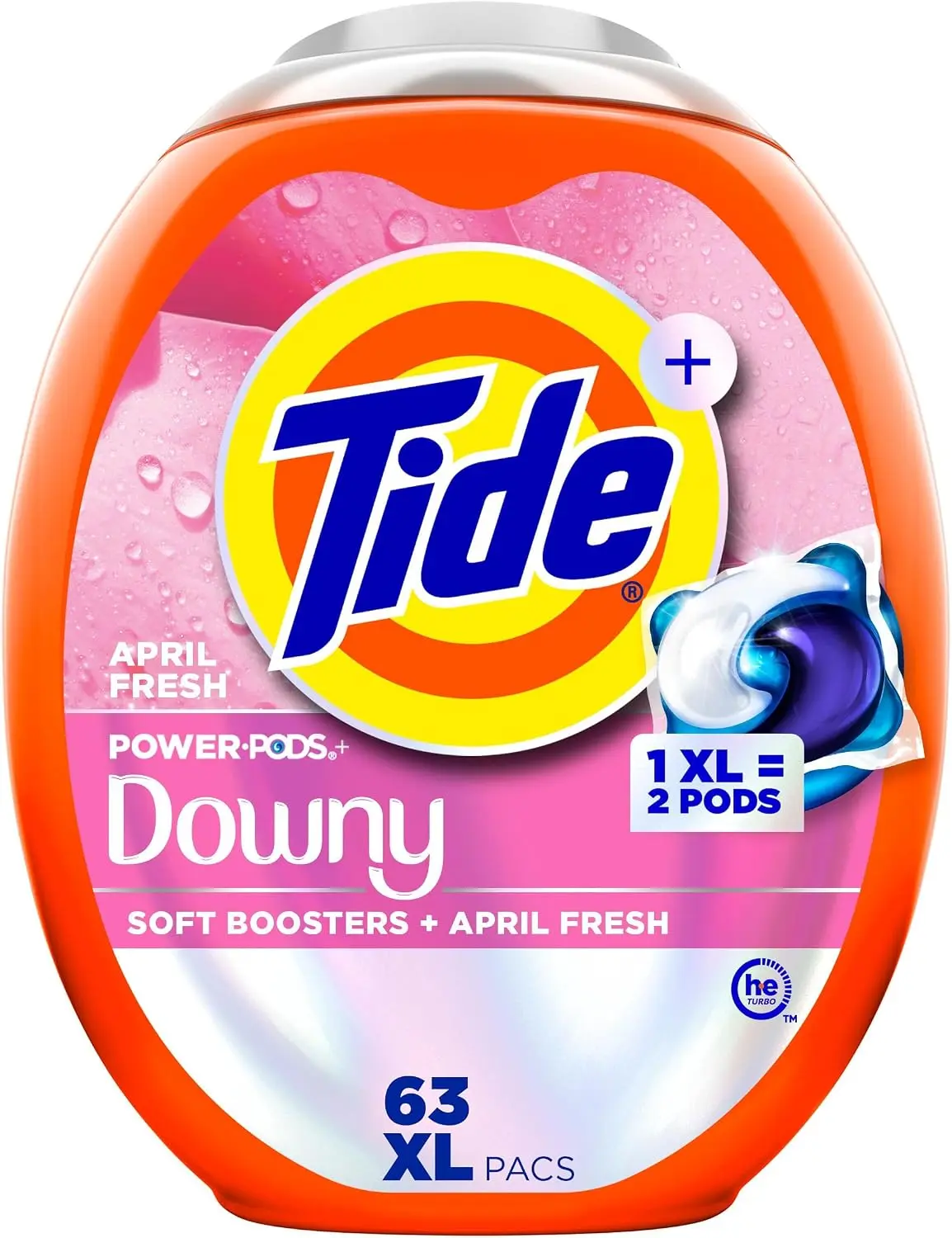 Tide Power PODS Plus Downy Laundry Detergent Pods, April Fresh Scent, 63 Count