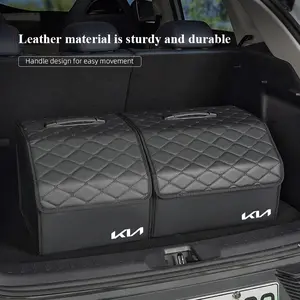 Car Trunk Organizer Box, Car Storage Organizers, Foldable Storage Bin Leather For KIA Soul Cadenza K5 K9 Proceed Niro Sportage EV3 Carnival Forte EV6 K8 Stinger RIO Cerato Ceed Sorento Picanto Telluride Ray EV