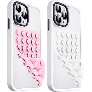 2 Pack Double Sided Silicone Suction Cup Phone Case Mount, Hands-Free Strong Grip Silicon Phone Holder for Selfies and Videos, Non Slip Phone Accessories