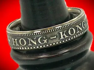 Coin Ring, 1951 Hong Kong Fifty Cent, Narrow Band