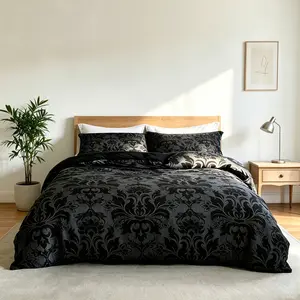 3pcs Dark Baroque Style Bedding Set, (Include 1*Duvet Cover, Without Duvet Insert,2 *Pillowcases, Without Pillow Core), Soft Fabric, Detachable Zipper, Ideal Gift Choice
