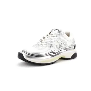 Pre-owned Chanel Women's CC Low-Top Sneakers Mesh and Laminated Leather by Rebag