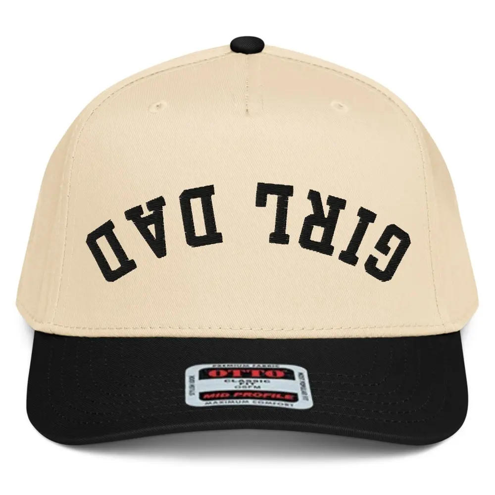 RIVEMUG NX1 Upside Down Girl Dad Embroidered 2 Tone Hat Mid Crown Curved Bill Snapback Cap for Men and Women