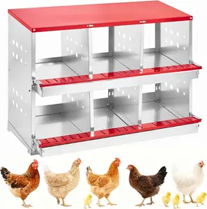 Garvee Heavy Duty Metal Chicken Nesting Box  6/10 Compartments, Rollaway Egg Collection, Ventilated, Resting Perch, Wall Mounted/Floor, Easy Clean, with Cover