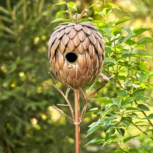 Pinecone Shaped Copper Color Birdhouse Stake