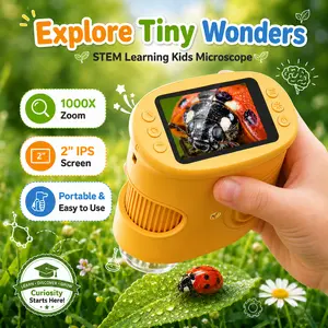 1000X Digital Handheld Microscope for Kids with 4K 2'' IPS Screen, Outdoor Toys Portable STEM Science Lab Gifts, Rechargeable Pocket Microscope Educational Toy for Boys & Girls Age 4-6 8-12