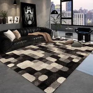 Beige Area Rug for Bedroom, FlyDOIT Modern Geometric Patchwork Area Rug, Aesthetic Beige Area Rug,Chocolate Large Rugs for Living Room, Rockwood Collection Indoor Rugs for Bedroom, Throw Carpet Floor Decor for Entryway Dining Room Office Nursery