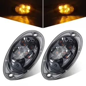 Partsam 2Pcs For Freightliner Cascadia Amber LED Side Marker Turn Signal Lights 5-2835-SMD Smoke Lens, Front Cab Clearance Lights For Freightliner Cascadia Semi Trucks