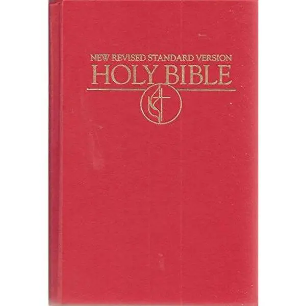 Used Cokesbury NRSV Pew United Methodist Edition Holy Bible - Bright Red Hardcover, Cross and Flame Emblem, 5 3/16 x 7 3/4, 8 pt. type, English, Religious