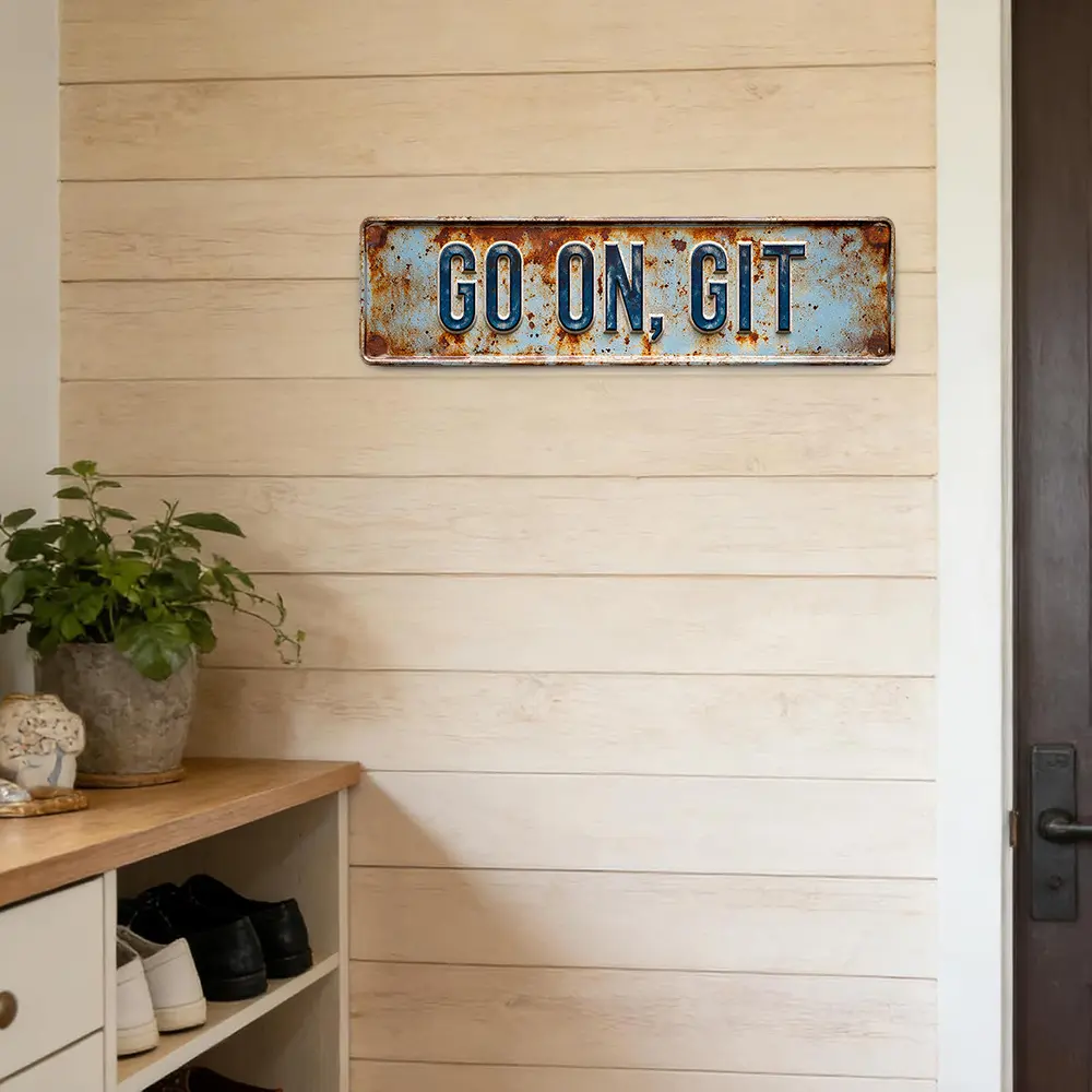 Vintage Metal Sign, 1pcs Go on Git Letter Pattern Metal Sign, Wall Art for Home, Bar, Pub, Cafe Decor, Wall Decor, Vintage Garage Signs Indoor Home Decoration Gift home decor wall art vintage metal wall art Farmhouse,art decor