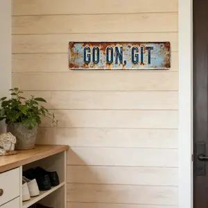 Vintage Metal Sign, 1pcs Go on Git Letter Pattern Metal Sign, Wall Art for Home, Bar, Pub, Cafe Decor, Wall Decor, Vintage Garage Signs