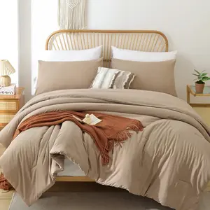 Twin/Twin XL Comforter for Taupe Brown, 1 Tan Comforter  1 Pillowcase, Comforter Lightweight Dorm