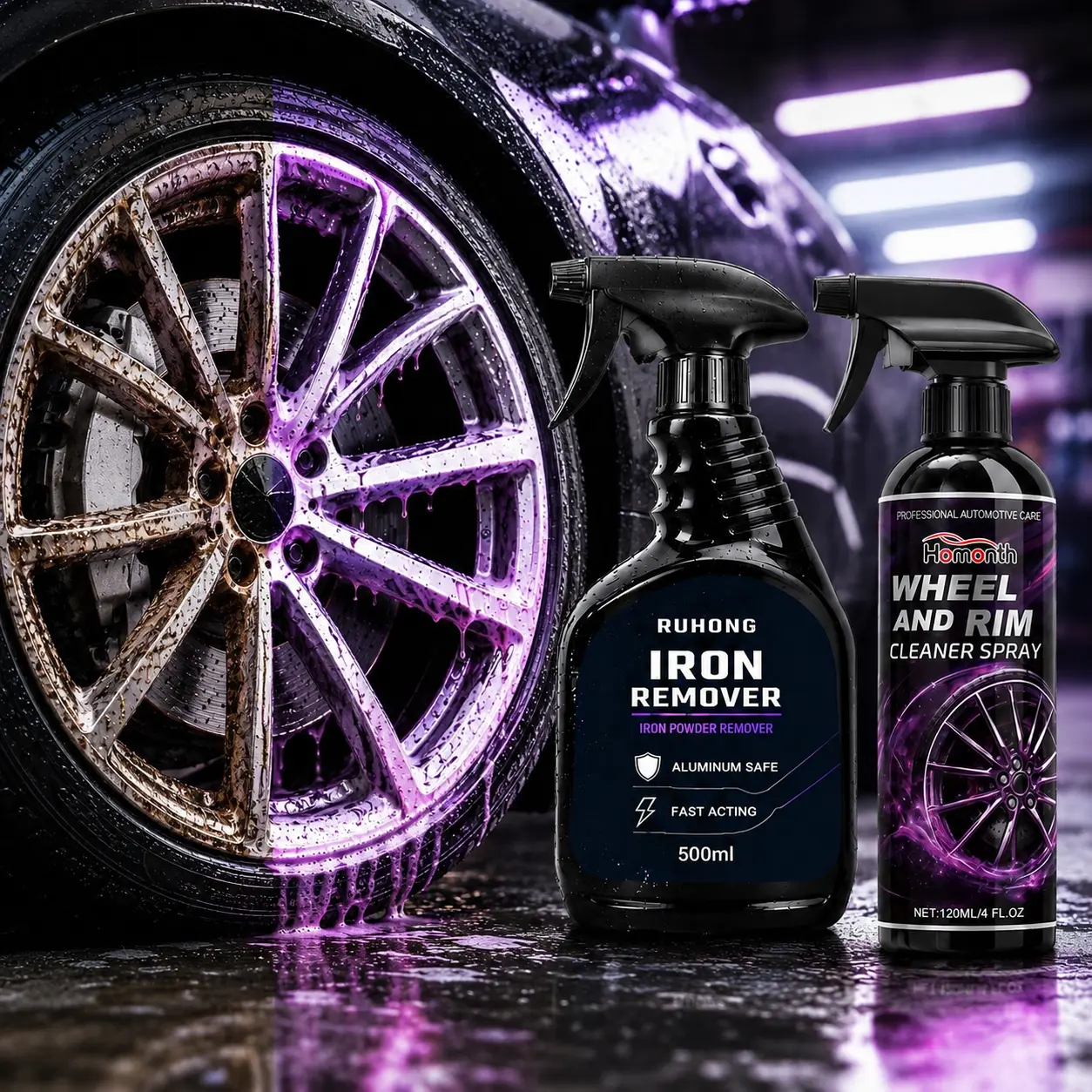 Ultimate Automotive Rust Remover Spray Non Acid Wheel & Rim Cleaner Quickly Removes Brake Dust Iron Removal Metal Surfaces Polish Safe for All Vehicles Detailing