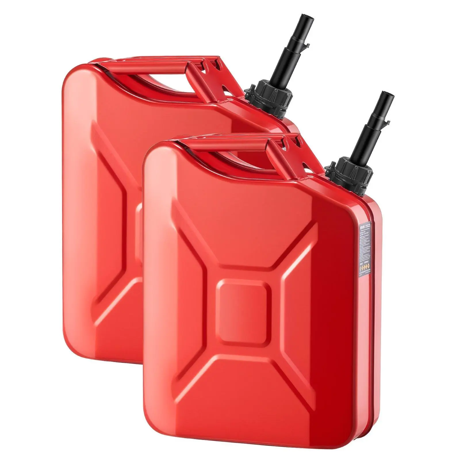 【DealsForYouDays】Newly Upgraded Oil-Tight!VEVOR Metal Fuel Container, 5.3 Gallon, Fuel Jerry Can with Spout and Comfort Handle, 6 L/min Max Flow Rate, Leakproof & Corrosion-resistant Metal Gas Tank Most Cars Motorcycle ATV UTV, Red, 2 Packs