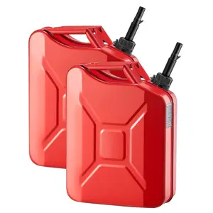 Newly Upgraded Oil-Tight!VEVOR Metal Fuel Container, 5.3 Gallon, Fuel Jerry Can with Spout and Comfort Handle, 6 L/min Max Flow Rate, Leakproof & Corrosion-resistant Metal Gas Tank Most Cars Motorcycle ATV UTV, Red, 2 Packs