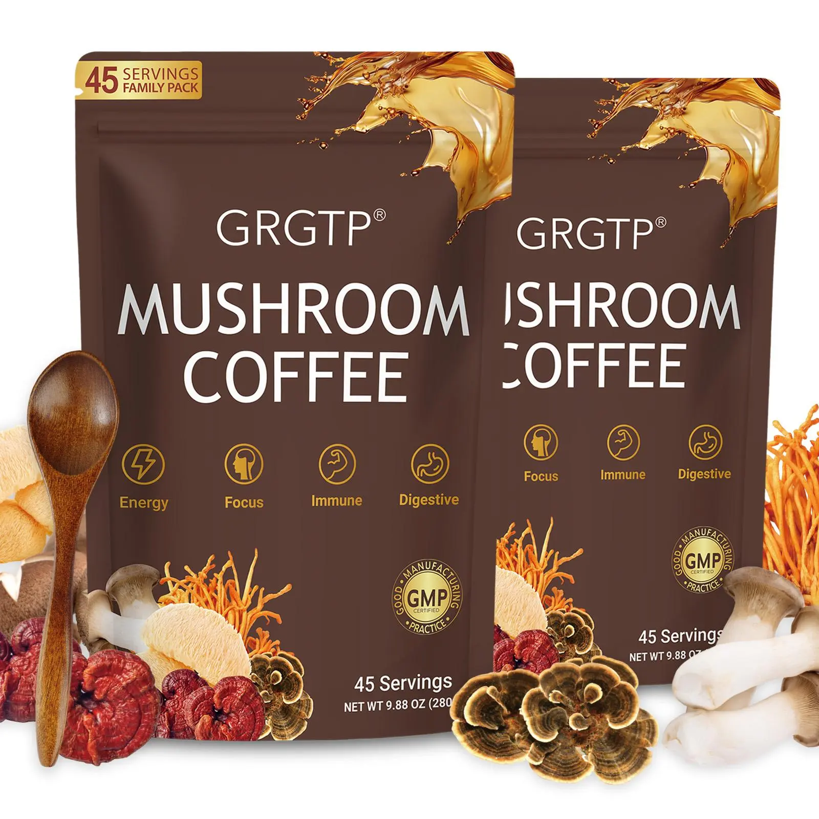 Multiple Mushrooms Immunity-Supporting Coffee Supplement, Brewable ...