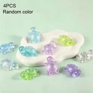 4PCS Glow-In-The-Dark Turtle Stress-Relieving Toy Cute Colorful Animal Squeeze Toy Creative Gift Stress-Relieving Squeezing Toy Kawaii Squishies Stress Relief Model