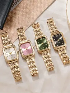 4 fashionable and elegant square alloy dial quartz women's watches - suitable for various occasions, the ideal gift for mothers or girlfriends, Quartz wristwatches, Quartz Analog Watch